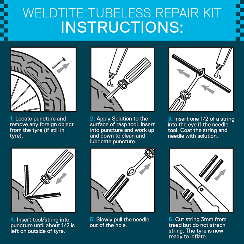 Kit réparation pneu tubeless VTT Weldtite par l'extérieur avec mèches - vue 6