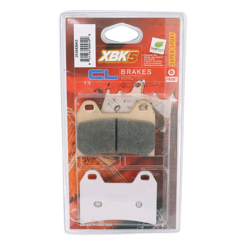 Plaquette de frein CL Brakes sport métal pour Aprilia RSV-2 1000 1998-2002 / Tuono V4 2011+ / KTM 790 Duke 2018+ / CF Moto 450 MT 2024+ (jeu de 2) - vue 3