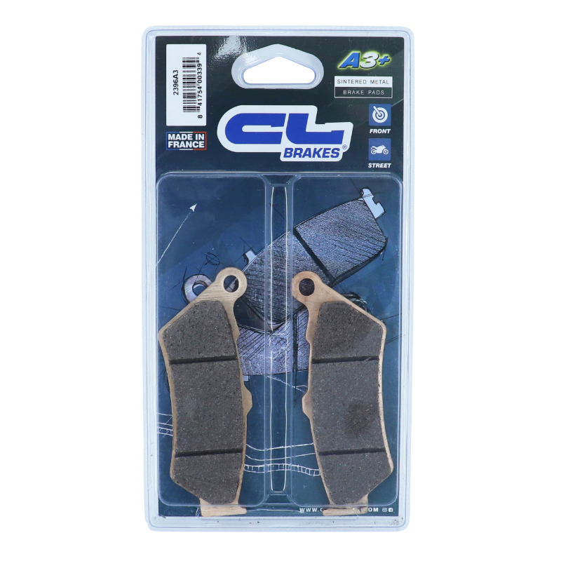 Plaquettes de frein CL Brakes Honda CB 500 1997-2005 / BMW F 650 GS 1999-2012 / Royal Enfield 650 Interceptor 2019-2023 avant (2396 A3+ Touring métal fritté) - vue 3