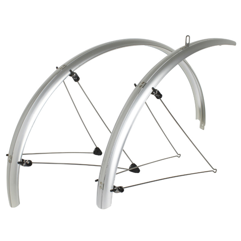 Garde-boue VTC 28'' Stronglight tour 54 mm argent paire tringles inox