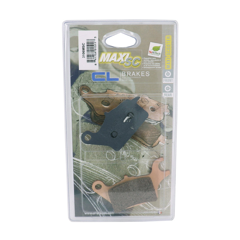 Plaquette de frein CL Brakes Yamaha 125 Tricity 2014+ avant gauche - MBK 125 Tryptik 2014+ avant gauche (jeu de 2) - vue 3