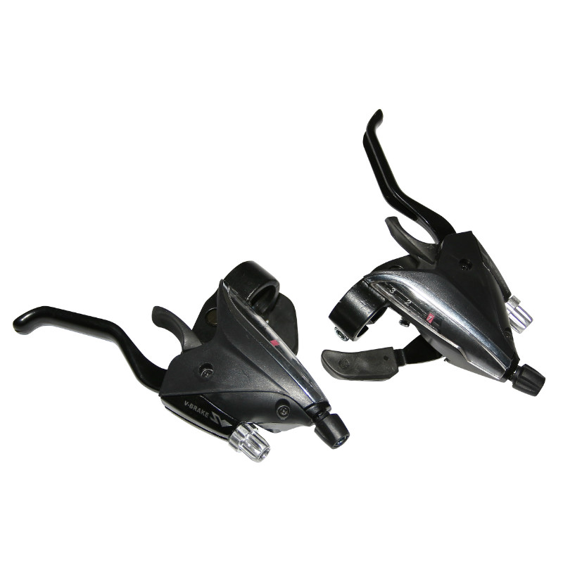 Levier-manette VTT P2R 3 x 7V noir alu Azera V-Brake compatible Shimano (paire)