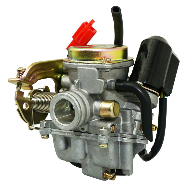 Carburateur scoot adaptable scoot 50 chinois 4T GY6,139qmb-peugeot 50 kisbee 4T, v-clic 4T-KYMCO 50 agility 4T-SYM 50 orbit 4T-BAOTIAN 50 BT49QT 4T (diam 18MM origine) -P2R qualite eco - vue 4
