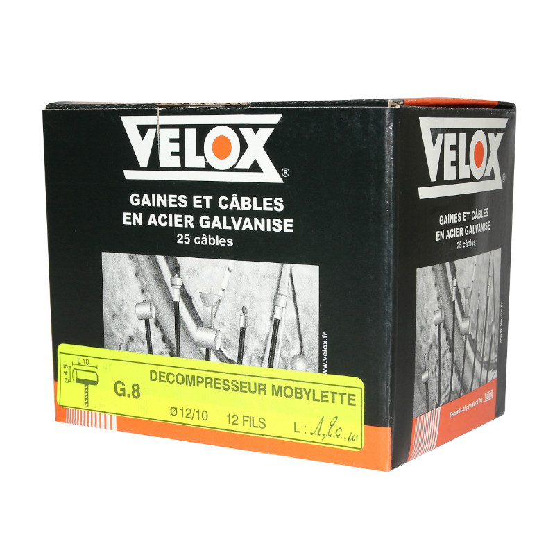 Câble de décompresseur cyclo Velox G.8 pour MBK boule 5x6 mm diam 12-10 LG 1,20 m (12 fils) - Boîte de 25 - vue 2