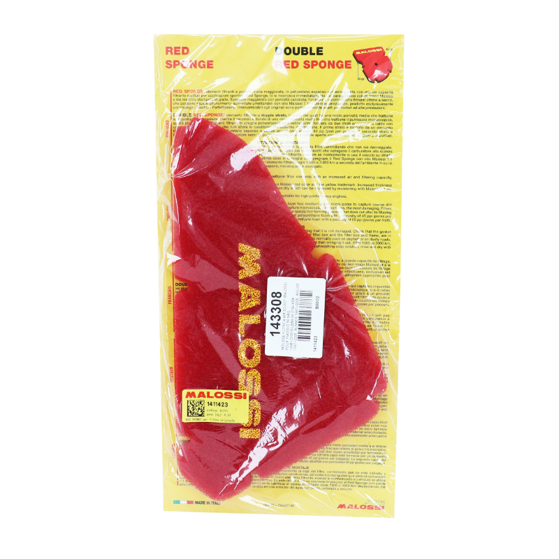 Mousse filtre a air scoot Malossi pour piaggio 50 NRG 1998+2005, NRG injection, typhoon 1998+2003-gilera 50 stalker 1998+2005, runner 1998+, runner injection 2005+2011 rouge - vue 4