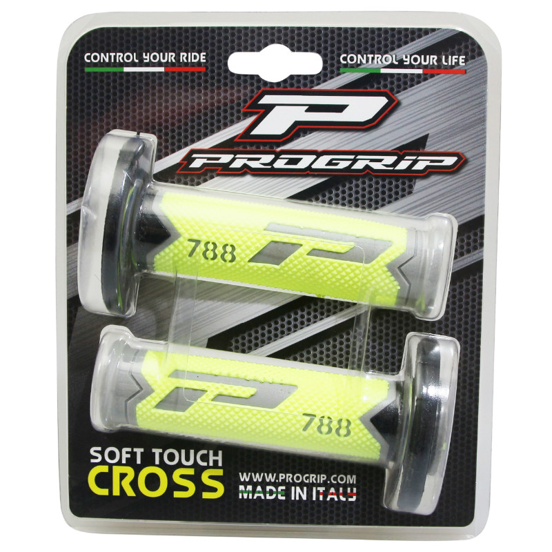 Revêtement de poignée Progrip 788 triple densité spécial édition fluo gris-jaune noir closed end 115 mm (paire) - vue 2