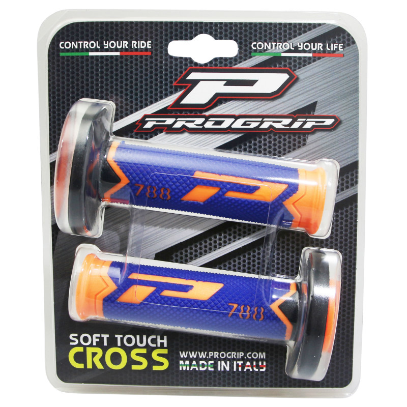 Revêtement de poignée Progrip 788 Triple densité Special Edition Fluo Orange-Bleu-Noir 115 mm (paire) - vue 2