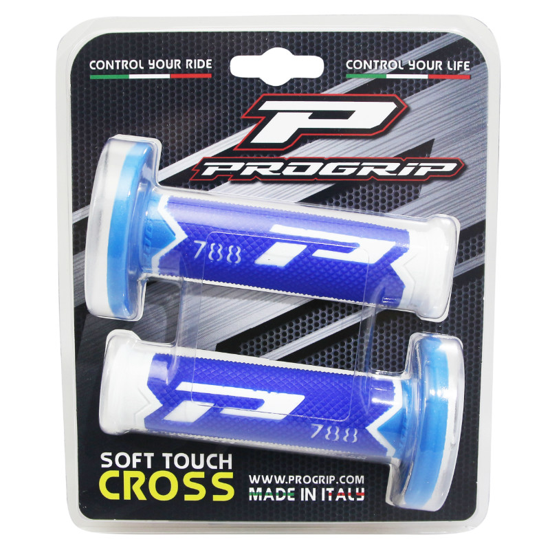 Revêtement de poignée Progrip 788 triple densité spécial édition blanc bleu 115 mm paire - vue 2