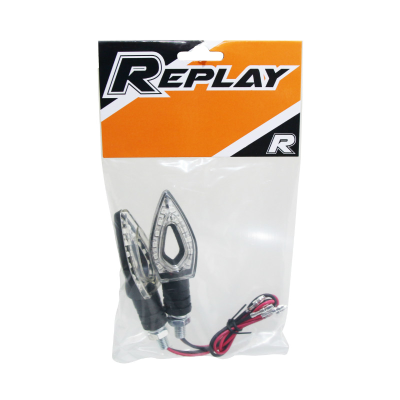 Clignotant universel Replay holed arrow 12 leds base ABS transparent noir mat (l 82MM - h 30MM - l 14MM) (paire) - vue 2
