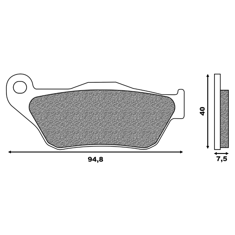 Plaquette de frein Newfren pour yamaha 125 XMAX 2006+2009 av, 250 XMAX 2006+2009 av - MBK 125 skycruiser 2006+2009 av (l 94.5MM - h 40MM - p 7.5MM) (FD0396BE) (elite organique) - vue 2