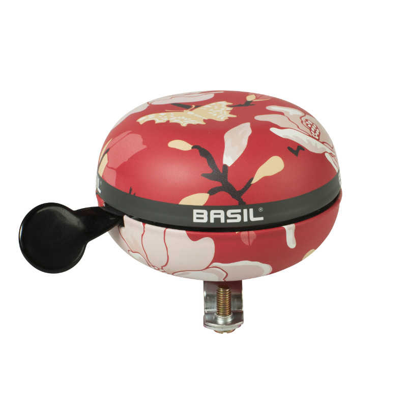 Sonnette timbre Basil magnolia poppy rouge diamètre 80 mm fixation 22,2-25,4 mm