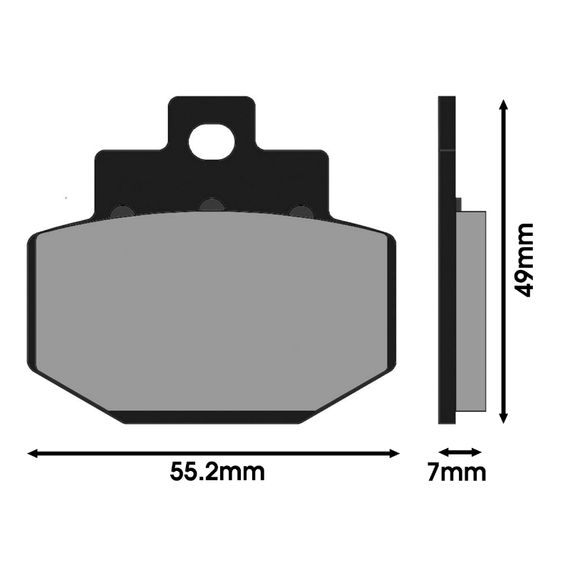 Plaquette de frein Polini pour Piaggio 125 Super Hexagon GTX, 125 Vespa GT, 300 Vespa GTS (L 55,2 mm - H 49 mm - P 7 mm) (174.0024) - vue 2