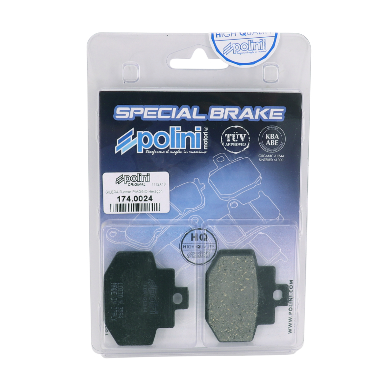 Plaquette de frein Polini pour Piaggio 125 Super Hexagon GTX, 125 Vespa GT, 300 Vespa GTS (L 55,2 mm - H 49 mm - P 7 mm) (174.0024) - vue 3