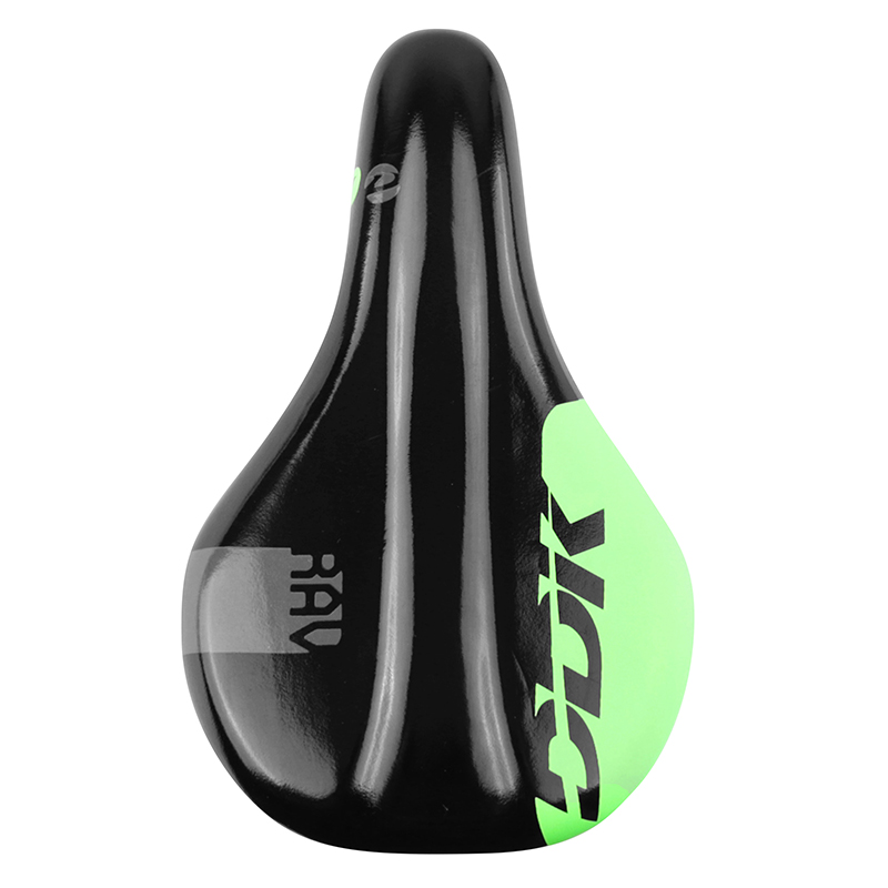 Selle junior Newton Rav noir décoration vert 210x130 mm avec trou central rail acier noir - vue 2
