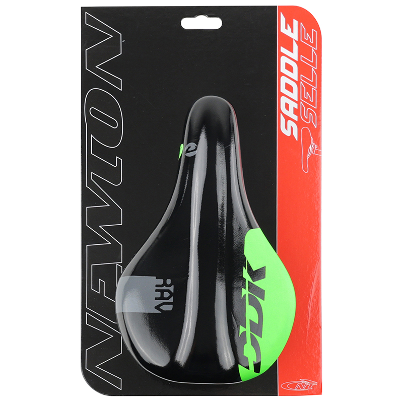 Selle junior Newton Rav noir décoration vert 210x130 mm avec trou central rail acier noir - vue 6