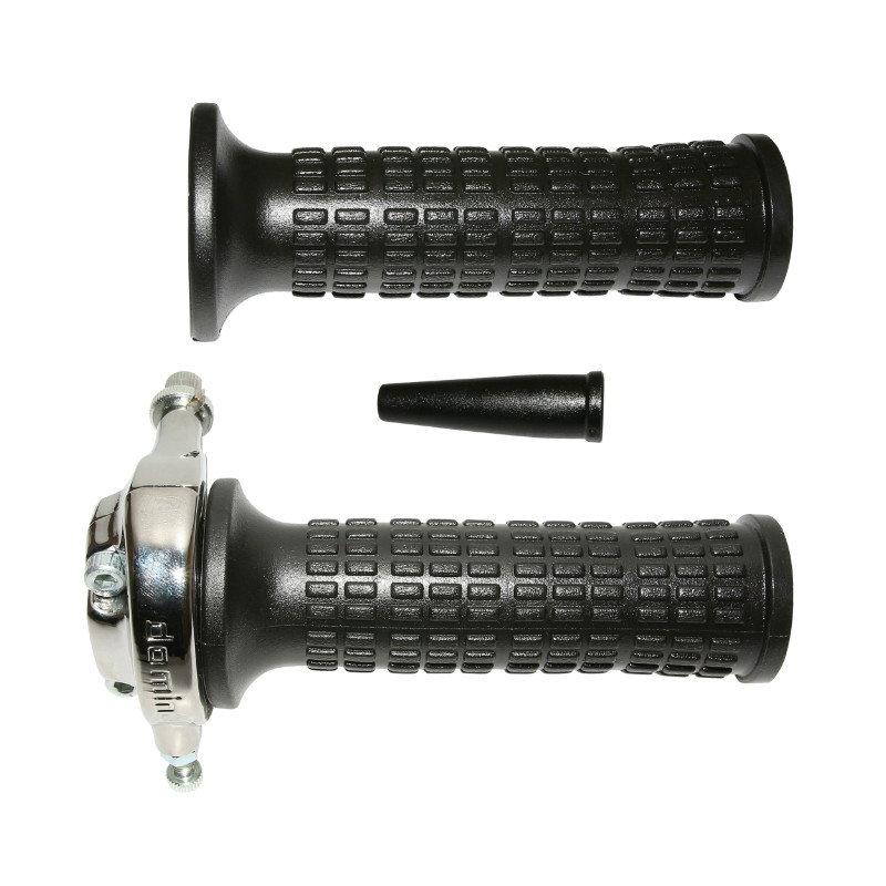 Poignée de gaz Domino vintage Lario alu chrome revêtement noir - vue 2