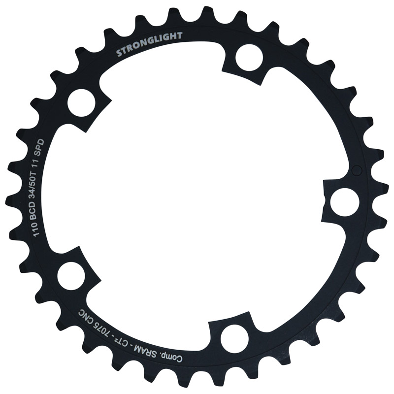 Plateau route 5BRA d.110 Stronglight CT2 sram 34DTS interieur noir pour red-force-rival 11V. (pour exterieur 50DTS)