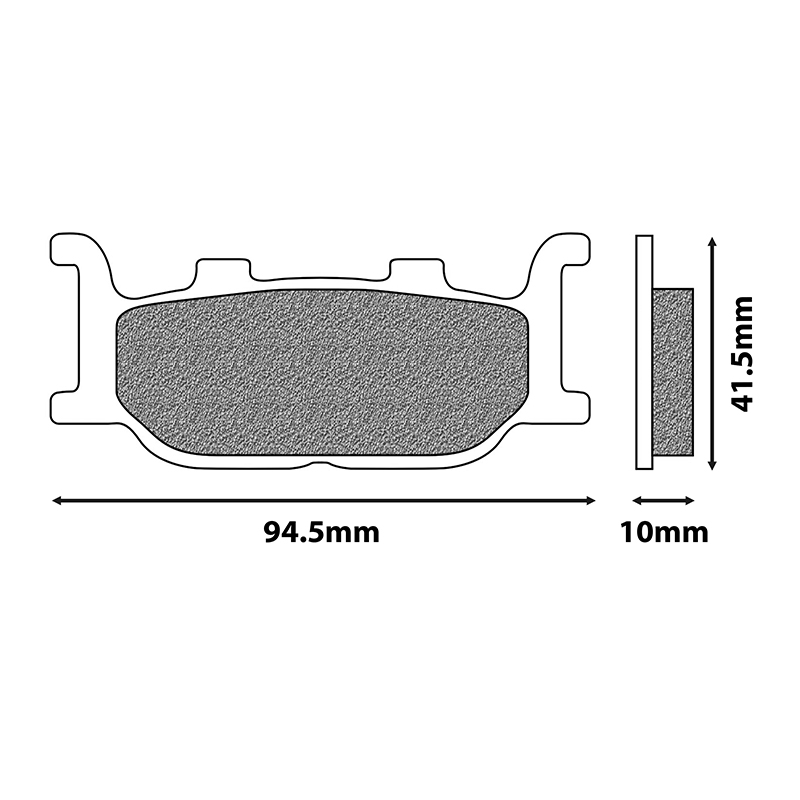 Plaquette de frein Newfren pour yamaha 660 MT-03 2006+2014 av, 500 TMAX 2004+2007 av, 600 FZ6 r 2009+2014 av, 400 majesty 2005+2011 av (l 94.5MM - h 41.5MM - p 10MM) (FD0205BE) (elite organique) - vue 2