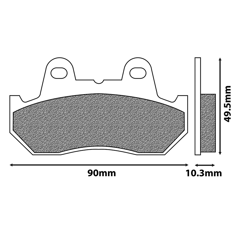 Plaquette de frein Newfren pour honda 600 CBR f 1987+1990 ar, 500 CX 1982+1985 ar, 1100 GL DX 1982+ ar, 250 NSR 1986+ ar (l 90MM - h 49.5MM - p 10.3MM) (FD0054TS) (touring metal fritte) - vue 2