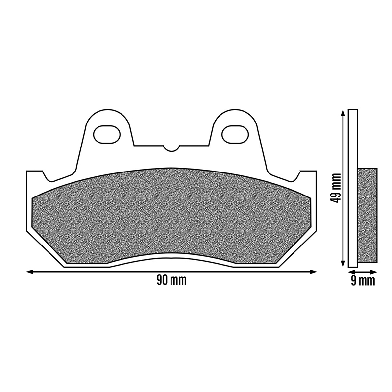 Plaquette de frein Newfren pour honda 1100 CB r 1980+1983 av-ar, 250 CN 1990+1994 av, 750 VFR magna 1988+ av, 400 CBX c 1983+ av (l 90MM - h 49MM - p 9MM) (FD0058BT) (touring organique) - vue 2