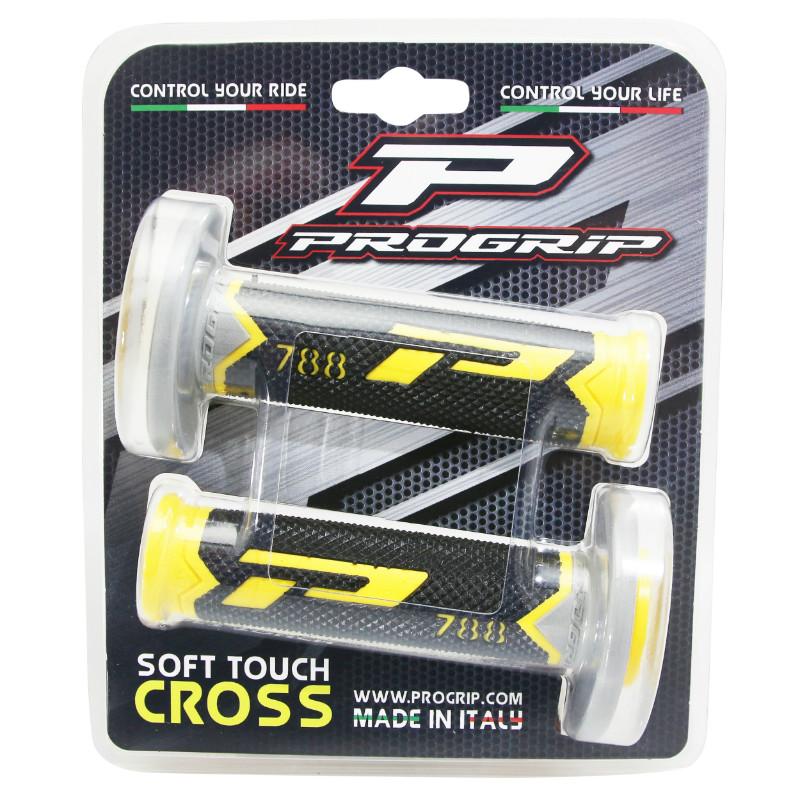 Revêtement de poignée Progrip 788 Triple densité jaune-noir-gris 115 mm fermé (paire) - vue 2