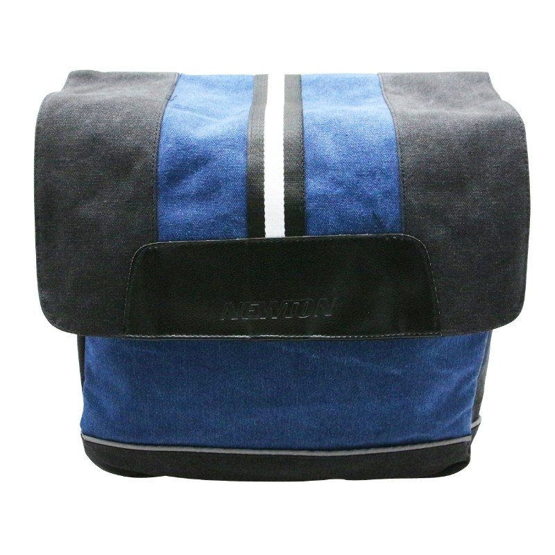 Sacoche arriere velo double Newton vib avec protege pluie 20L noir-bleu jeans (fixation sur porte bagage l 35.5xl12xh30cm) (paire) - vue 2