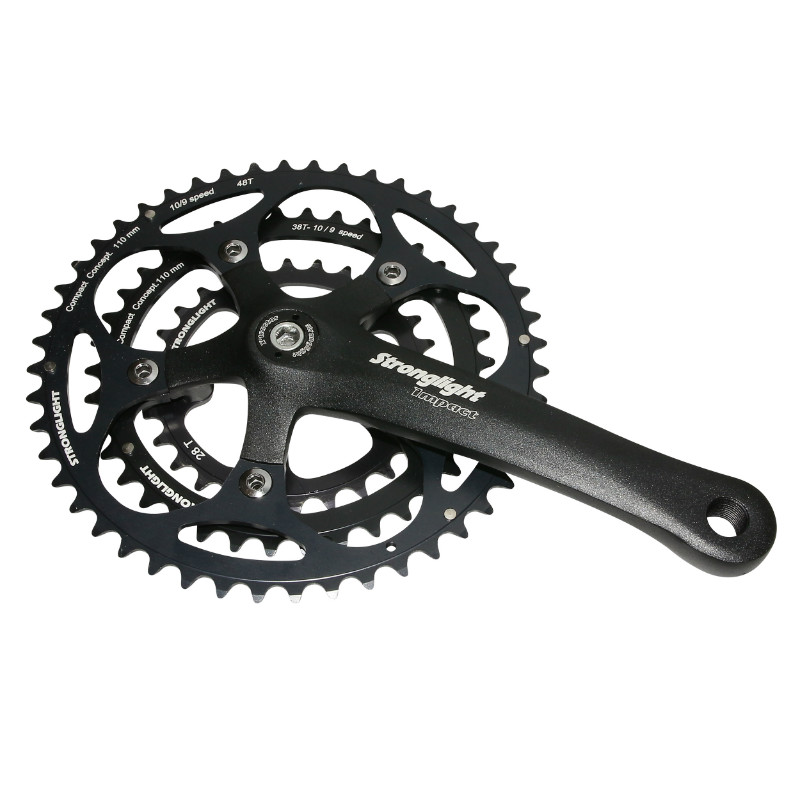 Pédalier route Stronglight 9-10V impact noir 170 mm 48-38-28 compatible 8V (axe carré 115 mm) - vue 2