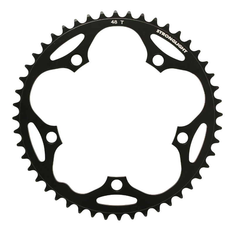 Plateau route 5BRA d.130 Stronglight dural 48DTS noir type shimano 8-9V.