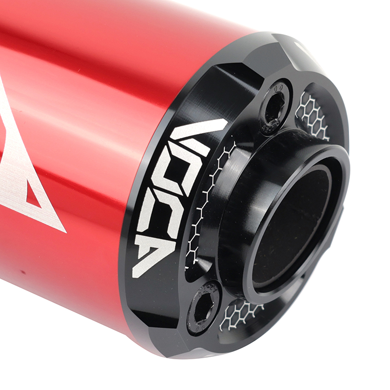 Pot 50 a boite voca chromed pour minarelli 50 AM6, beta 50 RR 1999+2011-RIEJU 50 MRT, SMX, RMX, rr-peugeot 50 XPS, XP6-MBK 50 x-limit-yamaha 50 DTR (passage bas - silencieux alu rouge) - vue 2