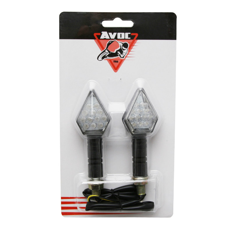Clignotant moto Avoc mito 15 leds base ABS transparent-noir (l 90MM - h 35MM - L33MM) (homologue ece) (paire) - vue 2