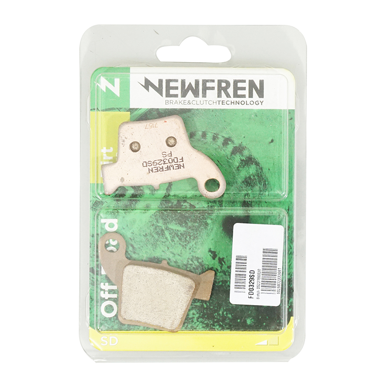 Plaquette de frein Newfren pour honda 250 CRF r 2004+ ar, 450 CRM x 2007+ ar - fantic 50 caballero 2010+ ar - aprilia 450 MXV 2009+ ar (l 60.5MM - h 44MM - p 9.5MM) (FD0329SD) (dirt metal fritte) - vue 3