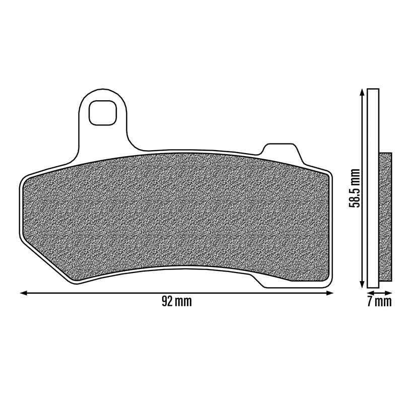 Plaquette de frein Newfren pour harley davidson 1130 v-rod 2006+ av-ar, 1690 street glide 2010+ av, 1690 ultra glide 2009+2013 av (l 92MM - h 58.5MM - p 7MM) (FD0405SH) (custom HD metal fritte) - vue 2