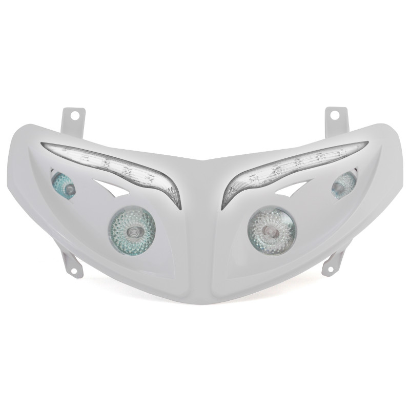Double optique scooter Replay RR8 pour Peugeot 50 Speedfight II blanc avec LEDs blanches