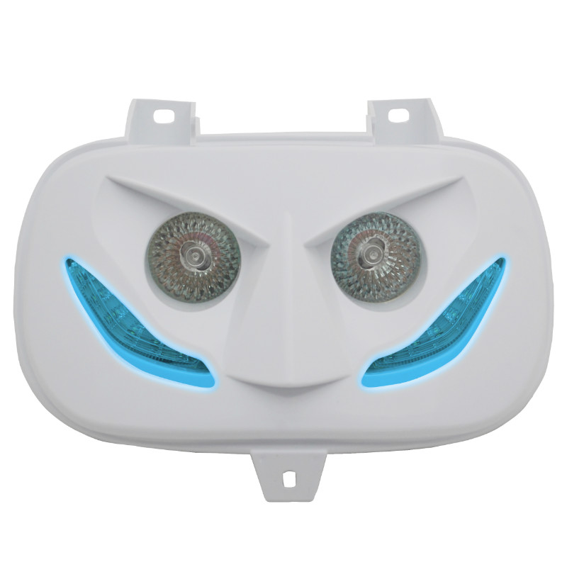Double optique scoot Replay RR8 pour MBK 50 booster 1999+2003-yamaha 50 BWS 1999+2003 blanc avec leds bleu **