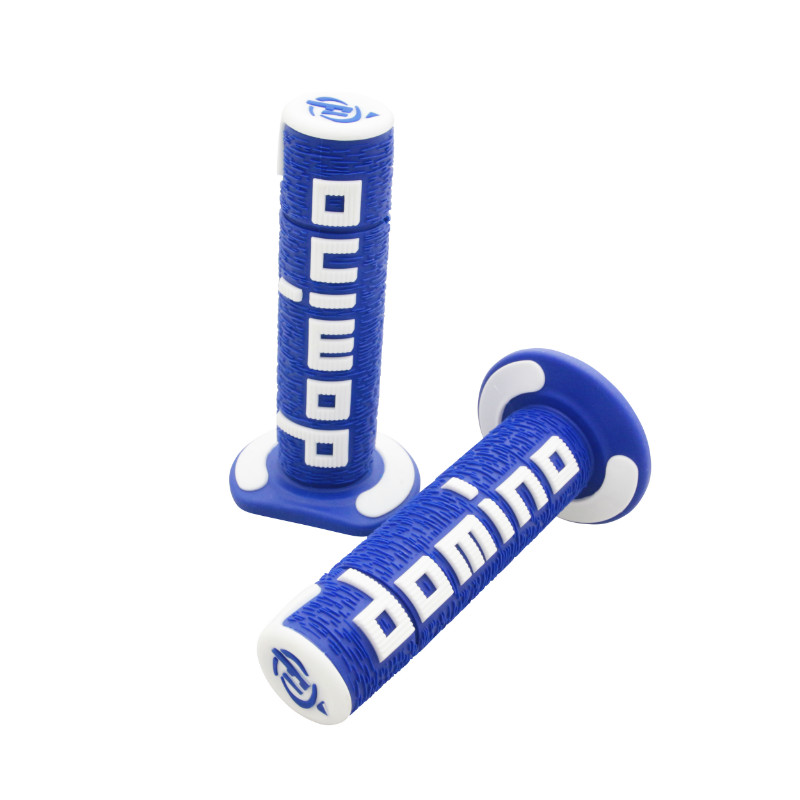 Revêtement de poignées Domino moto off-road A360 bleu-blanc closed end 120-123 mm (paire) - vue 2