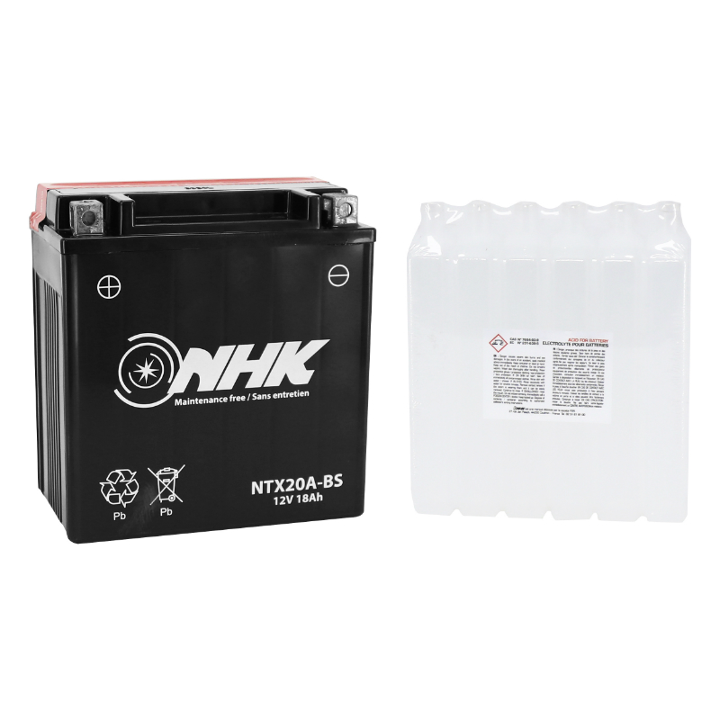 Batterie 12V 18 ah NTX20A-BS Nhk MF sans entretien livree avec pack acide (lg151xl87xh161mm) (peugeot 400 metropolis) (qualite premium - equivalent YTX20A-BS) - vue 2