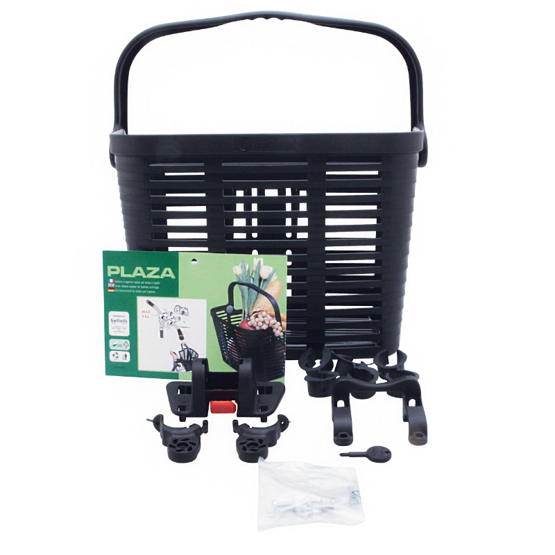 Panier avant plastique noir Bellelli avec anse - Fixation 60 mm système clips (adaptateur 22-26-32) - Charge max 5 kg - vue 2