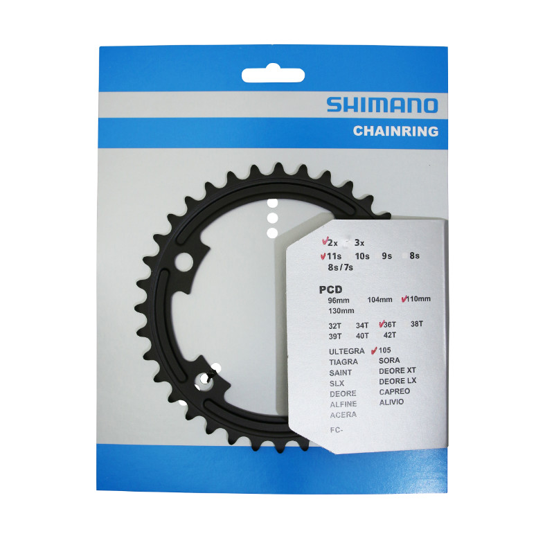 Plateau route 4BRA d.110 pour Shimano 105 R7000 origine 36DTS interieur 11V. noir - vue 2