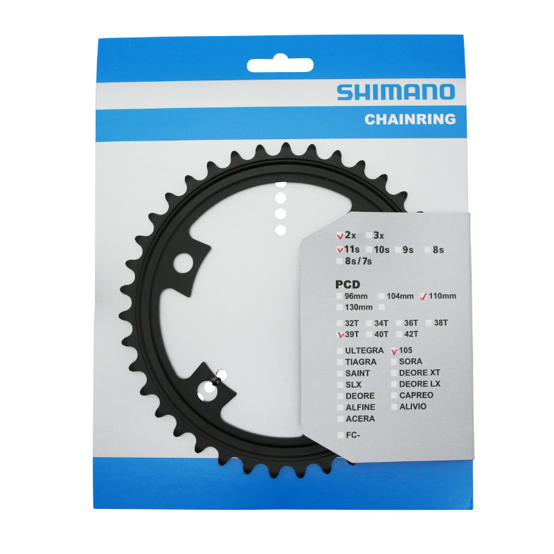 Plateau route 4BRA d.110 pour Shimano 105 R7000 origine 39DTS interieur 11V. noir - vue 2