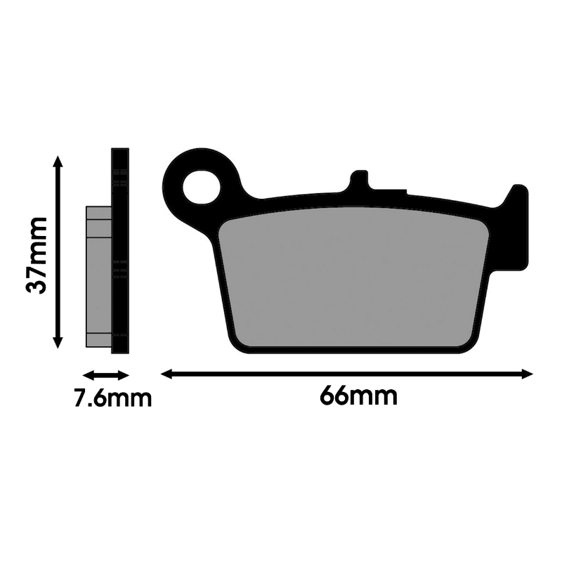 Plaquette de frein Polini pour beta 50 RR enduro ar, 50 motard alu AM6 ar (l 66MM - h 37MM - p 7.6MM) (174.0125) (original) - vue 2