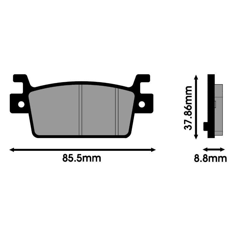 Plaquette de frein Polini pour kymco 550 ak 2017+ ar, 550 CV3 2022+ ar (l 85.5MM - h 37.86MM - p 8.8MM) (174.0184) (original) - vue 2