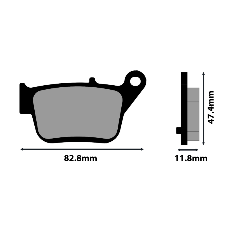 Plaquette de frein Polini pour sym 400-600 maxsym (l 82.8MM - h 47.4MM - p 11.8MM) (174.0188) (original) - vue 2