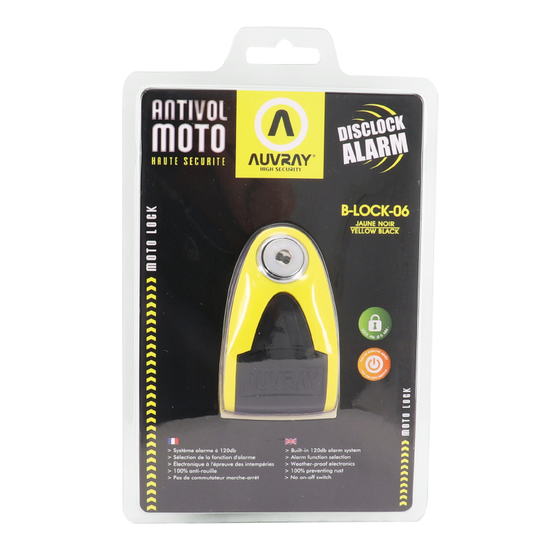 Antivol bloque disque Auvray B-Lock avec alarme sonore diam 6 mm jaune - vue 4