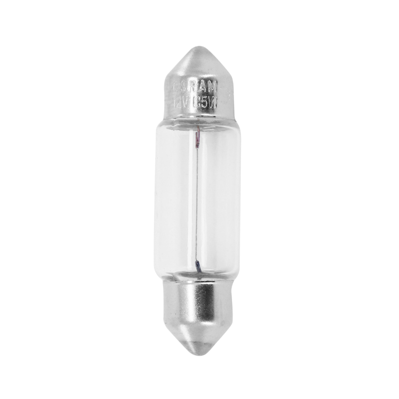 Ampoule-lampe standard 12V 5W culot SV8,5-8 (11X35) norme C5W navette blanc (feu arriere+stop) (vendu a l'unite) -Osram