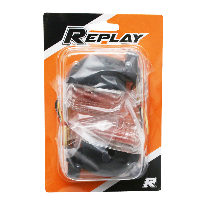 Clignotant adaptable Peugeot 50 TKR Trekker Squab AR transparent-noir (paire) - vue 2