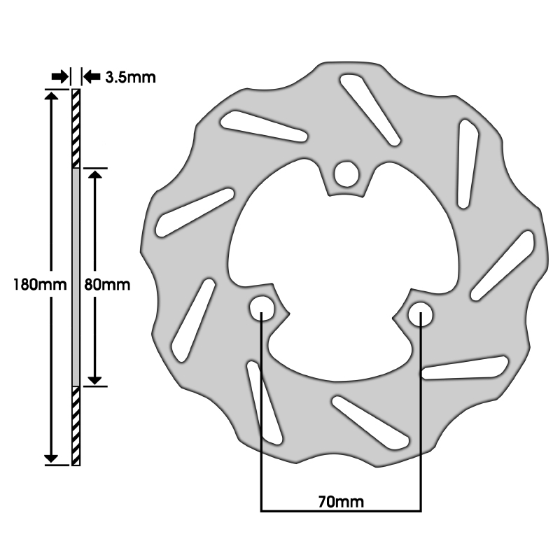 Disque de frein Polini 180 mm MBK X Limit, Yamaha DTR, Aprilia RX (175.0050) - vue 2