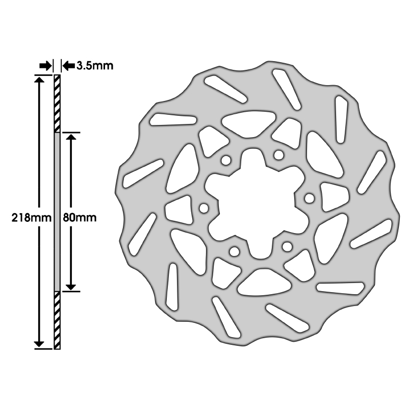 Disque de frein Polini pour derbi 50 GPR 2006+ ar - aprilia 50 RS4 ar - gilera 50 SMT, RCR ar (ext 218MM - int 80MM - 6 trous) (175.0051) - vue 2