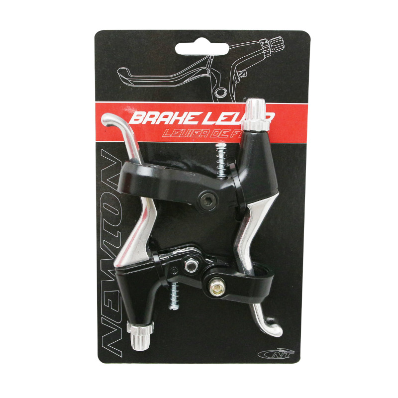 Levier de frein V-Brake 3 doigts Newton alu argent-noir (paire) - vue 2