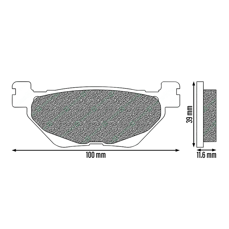 Plaquette de frein Newfren pour yamaha 560 TMAX 2020+ ar, 530 TMAX 2012+2019 ar (l 100MM - h 39MM - p 11.6MM) (FD0493BE) (elite organique) - vue 2