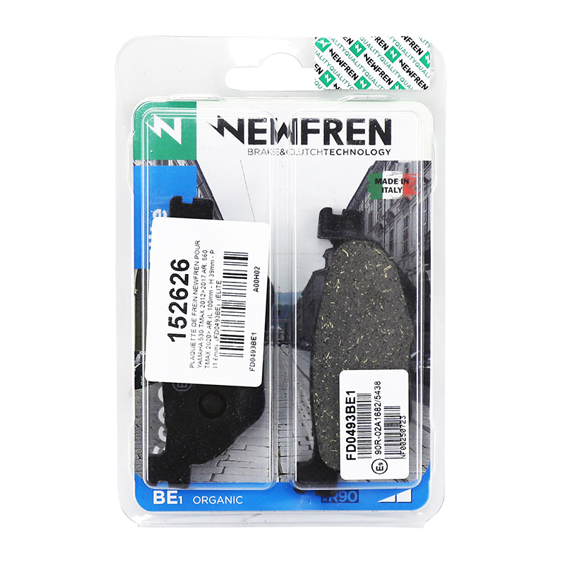 Plaquette de frein Newfren pour yamaha 560 TMAX 2020+ ar, 530 TMAX 2012+2019 ar (l 100MM - h 39MM - p 11.6MM) (FD0493BE) (elite organique) - vue 3